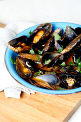 Steamed mussel dish