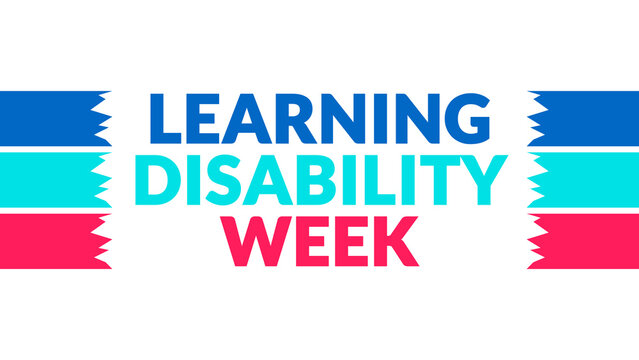 Learning Disability Week text with side lines on a White background. Which is observed every year in June to celebrate Learning Disability Week.