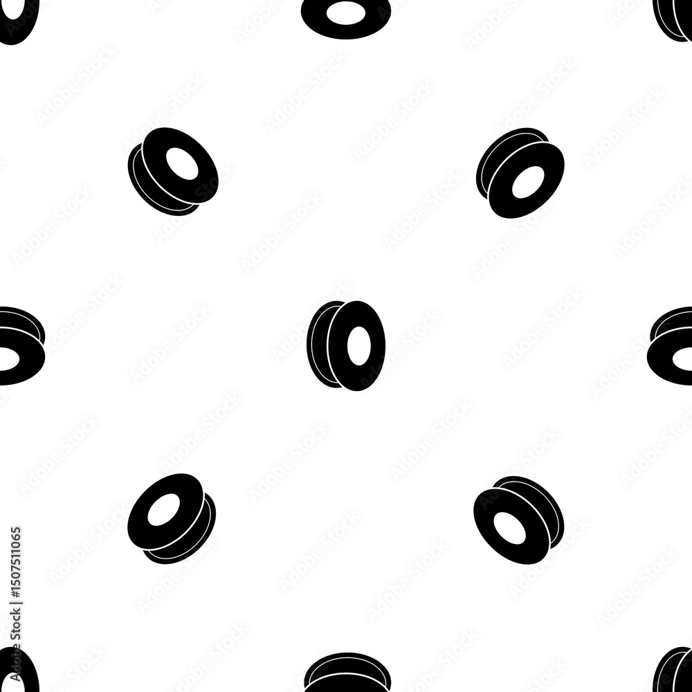 Poster seamless pattern of repeated black 3d printing filament symbols. elements are evenly spaced and some