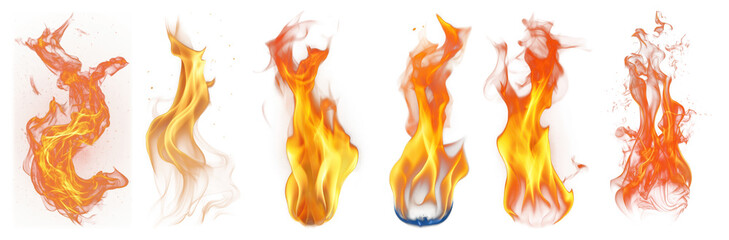 Fototapeta premium PNG Vibrant flames on transparent background, element set on transparent background