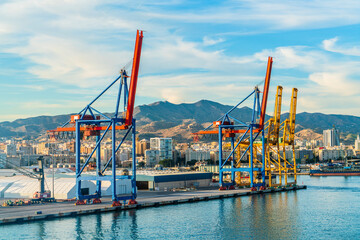Industrial Loading Terminal at Port of Malaga. Storage Silos and Conveyor System © natatravel