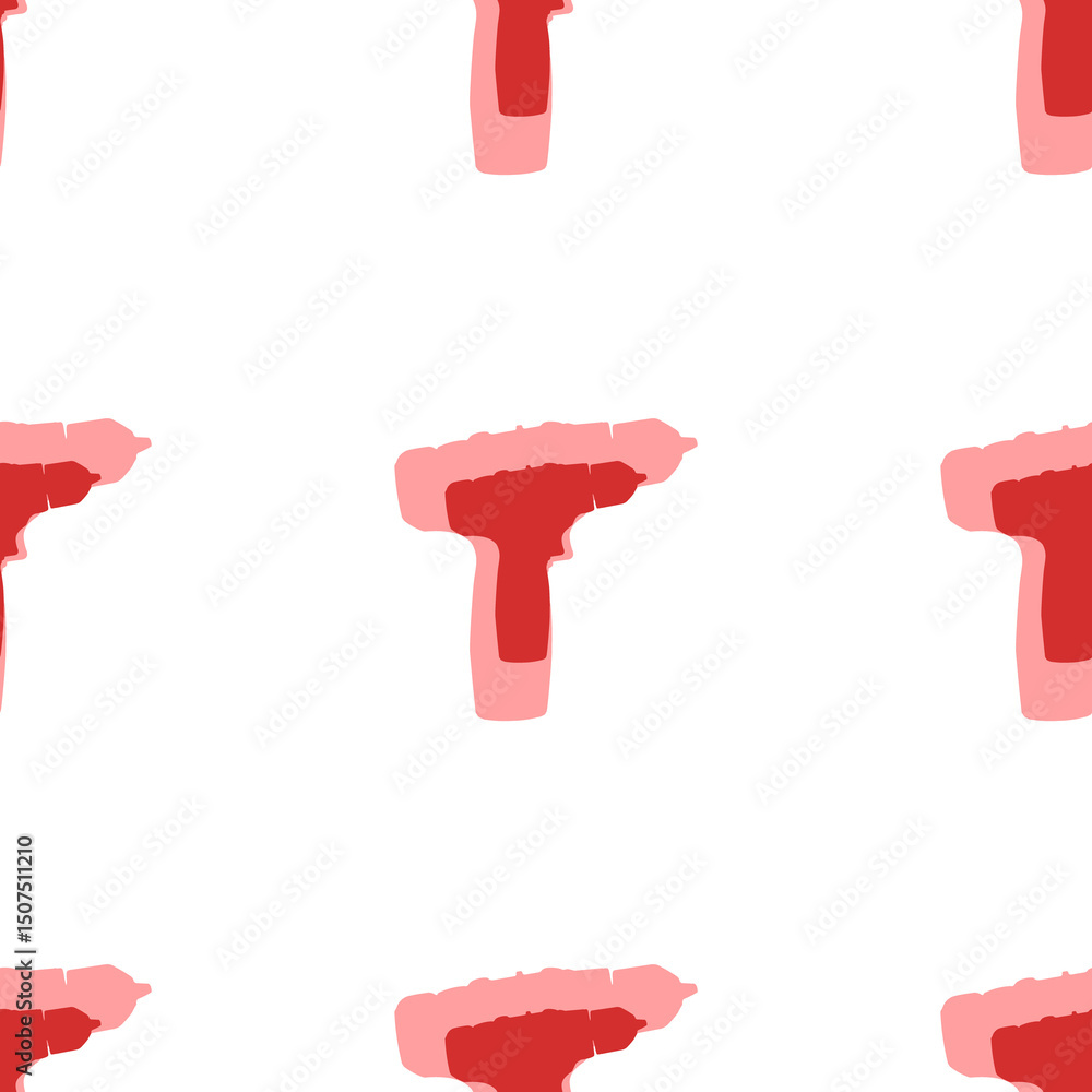 Poster seamless pattern of large isolated red electric screwdriver symbols. the elements are evenly spaced.