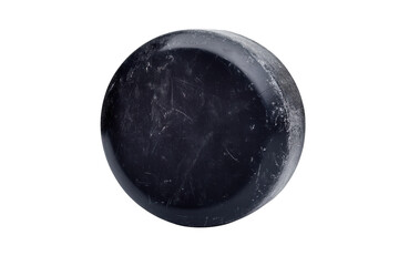 Scratched hockey puck isolated on transparent background