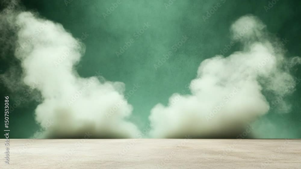 Poster abstract vapor clouds: two swirling wisps of abstract vapor float in a serene ambiance, set against 