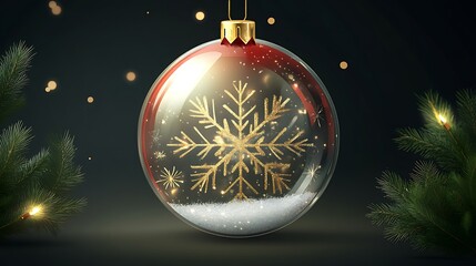 Christmas ornament with a golden snowflake design.