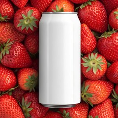 Strawberry Soda Can Mockup – Sweet & Vibrant
   A striking soda can mockup featuring lush red strawberries, designed for eye-catching strawberry soda branding. 