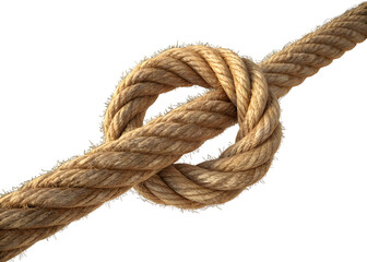 Close up of a tightly knotted thick rope.