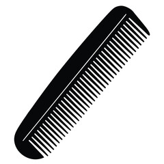 Black and White Illustration of a Hair Comb with Rounded Edges and Teeth