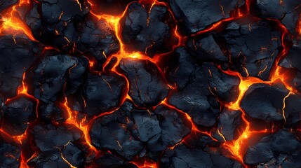 Seamless ember texture showing hot coals and burnt wood, suitable for fire concepts, cooking visuals, and survival themes.