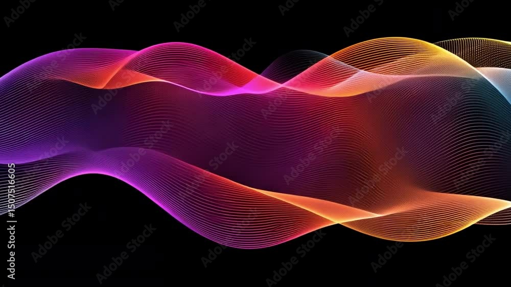 Poster colorful abstract waves in motion create vibrant digital graphic design, showcasing dynamic lines an