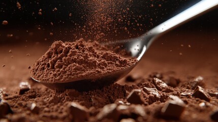 Chocolate Protein Powder Spilling from Scoop