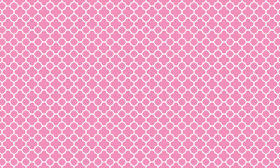 太くて白いクアトロフォイル模様のピンクの壁紙