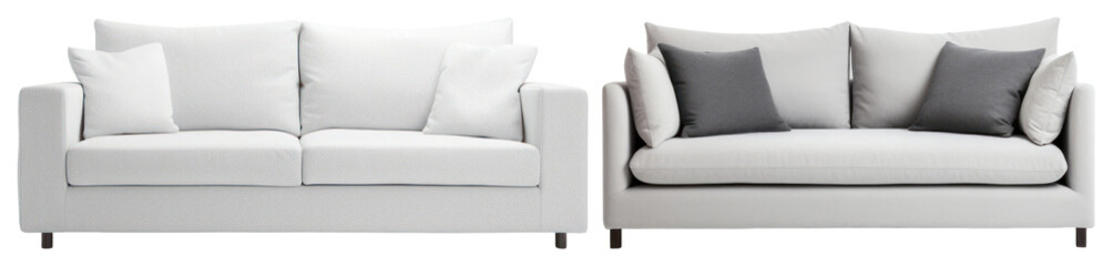 Naklejka premium PNG Elegant modern white sofas displayed, element set on transparent background