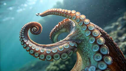 Obraz premium Underwater view of an octopus with its tentacles gracefully curved Generated using Raphael AI (free version with commercial use rights) 