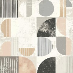 Scandinavian abstract collection with geometric and botanical shapes in soft neutral tones. Mock up for modern wall art, branding, packaging, home decor, and seasonal minimalist design.