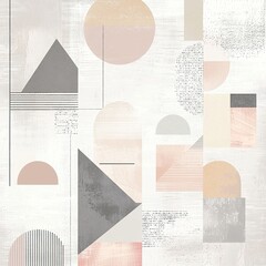 Scandinavian abstract Christmas design with minimal shapes, soft neutral tones, and festive Nordic style. Background for holiday decor, cards, packaging, and modern seasonal branding.