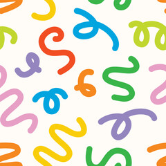 doodle seamless pattern fun colorful line elements. Creative color childish minimalist style. background pattern for children. trendy design with basic bright shapes.