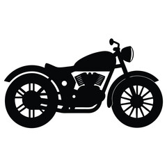 Fototapeta premium Sleek Black Motorcycle Silhouette Classic Design with Round Headlight and Vintage Aesthetic Style
