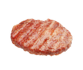 One delicious hamburger patty isolated on white