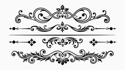 Fototapeta premium Baroque Style Set Of Decorative Divider Line Icons