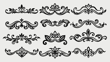 Baroque Style Set Of Decorative Divider Line Icons