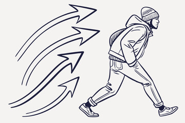 Brush Style Arrows In Motion Vector Set Of Directions