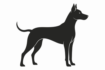 Calm Dog With Upright Posture Silhouette Illustration