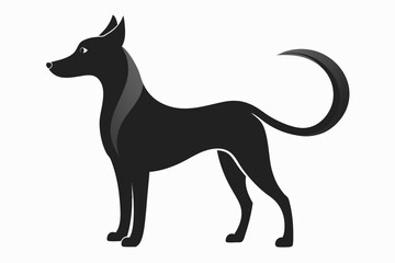 Canine With Curved Tail And Smooth Silhouette