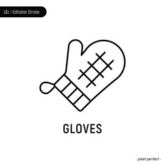 Gloves thin line icon, editable stroke, pixel perfect, compatible for app or web, isolated on a white background.