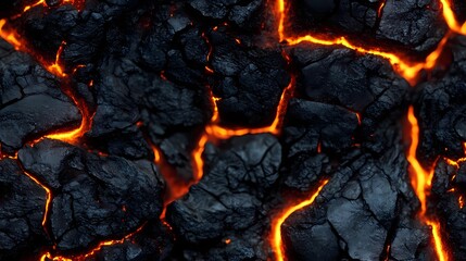 Charcoal ember pattern with natural heat glow, suitable for storytelling visuals, survival game assets, and fire simulation.
