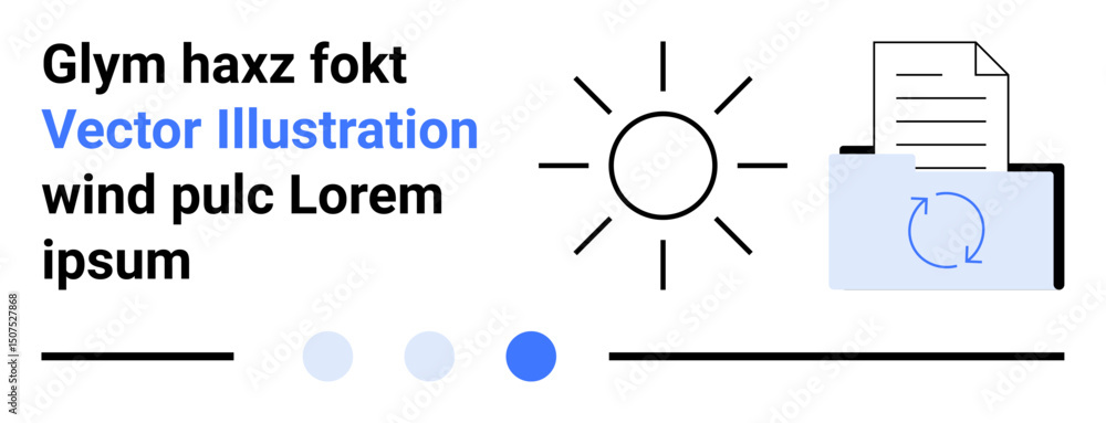 Aufkleber abstract representation of a document refresh process with a sun and arrows. ideal for productivity 