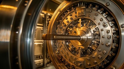 Fototapeta premium Bank vault intricate mechanism