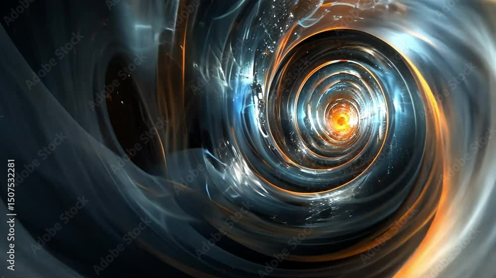Poster mesmerizing digital abstract design of swirling vortex, showcasing vibrant light and energy in dynam
