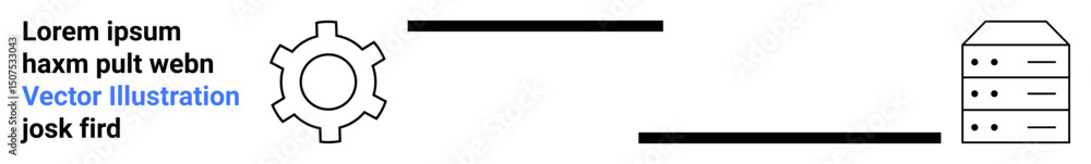 Poster gear linking with a server through connecting lines, symbolizing data processing, system operation, 