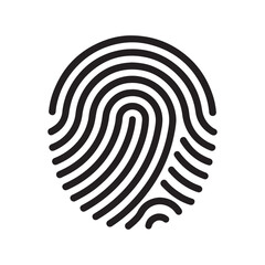 Simple black fingerprint symbol on a pale gray backdrop, representing individuality and protection.