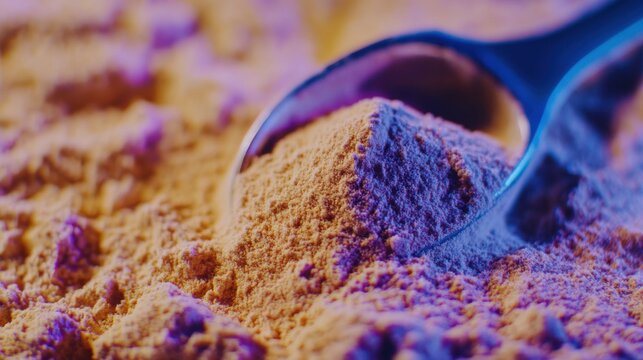 Measuring Spoon Resting on Protein Powder Heap Standard 6x