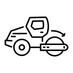 An outline style icon of steam roller