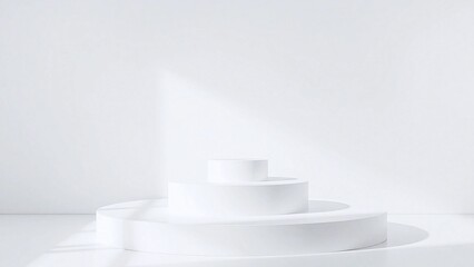 Obraz premium White Podium on Neutral Background - Minimalist Design for Product Mockups