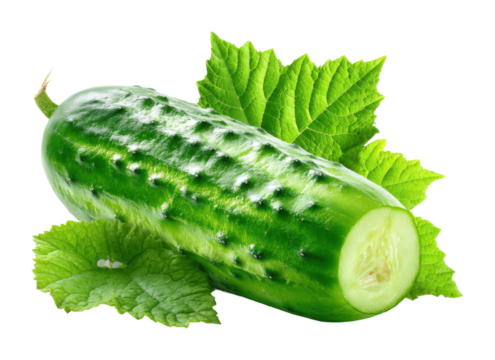 Fresh cucumber harvest organic farm food natural healthy living isolated on transparent background