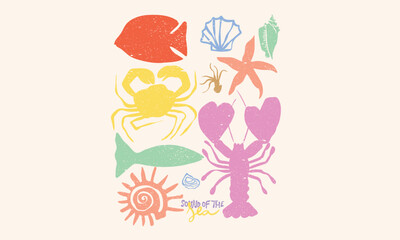 Multicolor ocean fish artwork for t shirt print, poster, sticker and other uses.