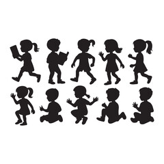silhouettes of children playing
