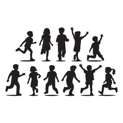 children silhouettes vector