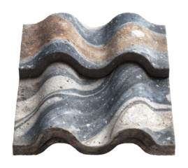 Wavy concrete tiles installation construction site visual content urban environment aerial view design concept isolated on transparent background