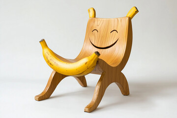 Funny banana cartoon character rocking horse toy illustration