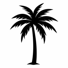 Clean Palm Tree With Detailed Leaf Shape Flat Vector