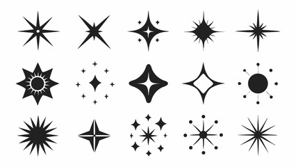 Collection Of Black Starburst And Sparkle Icons