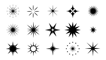 High Contrast Collection Of Black Celestial Star Icons