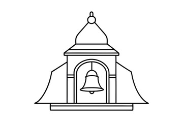 Simple black and white illustration of a decorative bell structure suitable for designs