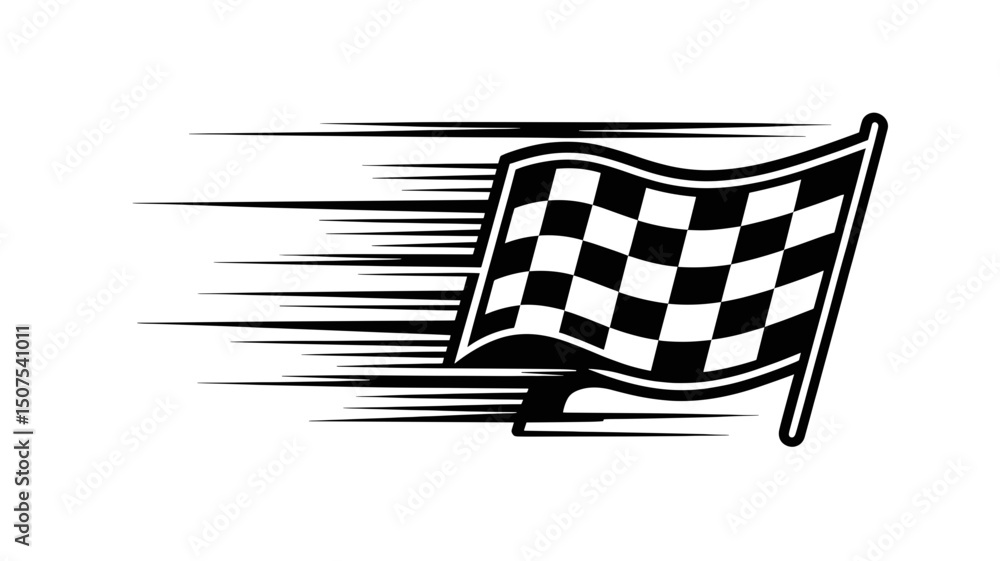 Aufkleber vector checkered flag illustration with motion lines suggesting speed and movement in a race graphic