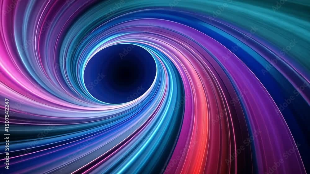 Poster colorful abstract vortex swirl of neon lights and dynamic patterns in motion, creating energetic tun